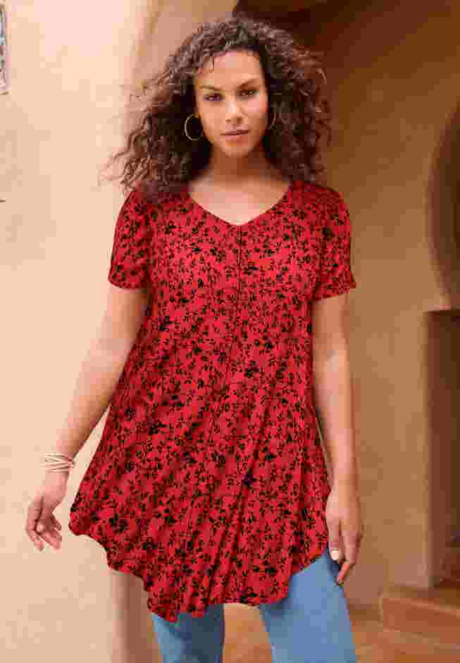 Plus Size Ultra Drape V-Neck Swing Tunic Top image number 0