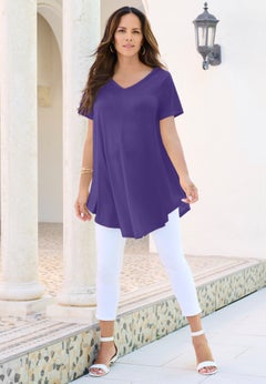 Plus Size Ultra Drape V-Neck Swing Tunic Top