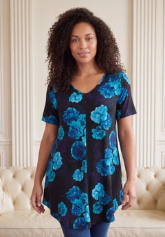 Plus Size Ultra Drape V-Neck Swing Tunic Top