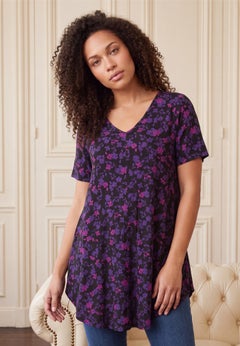 Plus Size Ultra Drape V-Neck Swing Tunic Top