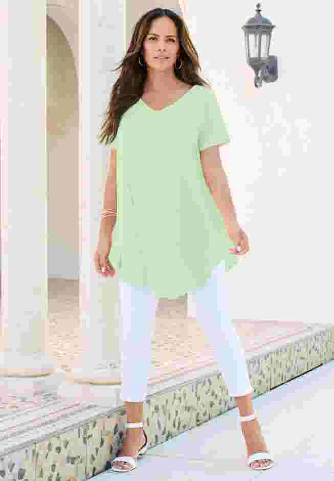 Plus Size Ultra Drape V-Neck Swing Tunic Top image number 0