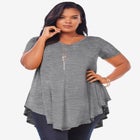 Plus Size Ultra Drape V-Neck Swing Tunic Top image number null