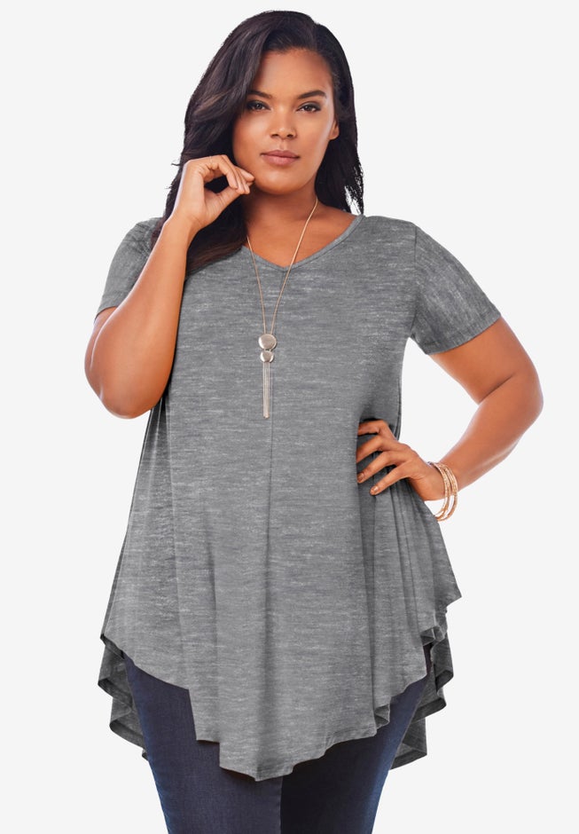 Plus Size Ultra Drape V-Neck Swing Tunic Top image number 0