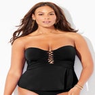 Underwire Shirred Ring Bandeau Tankini Top image number null