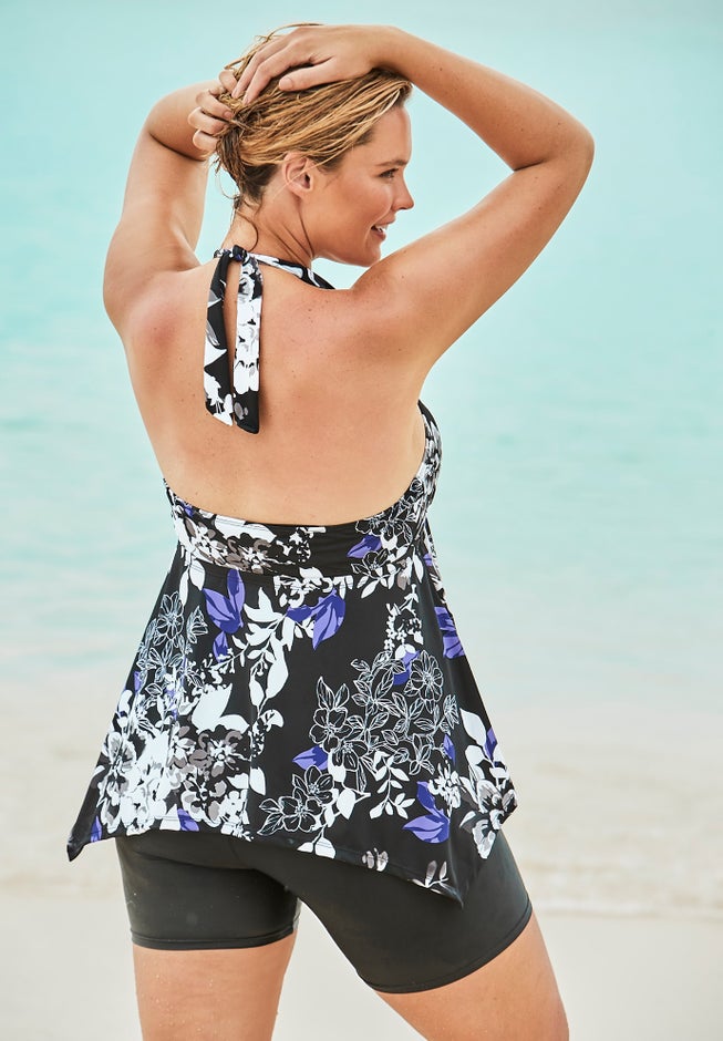 Flared Halter Tankini Top image number null