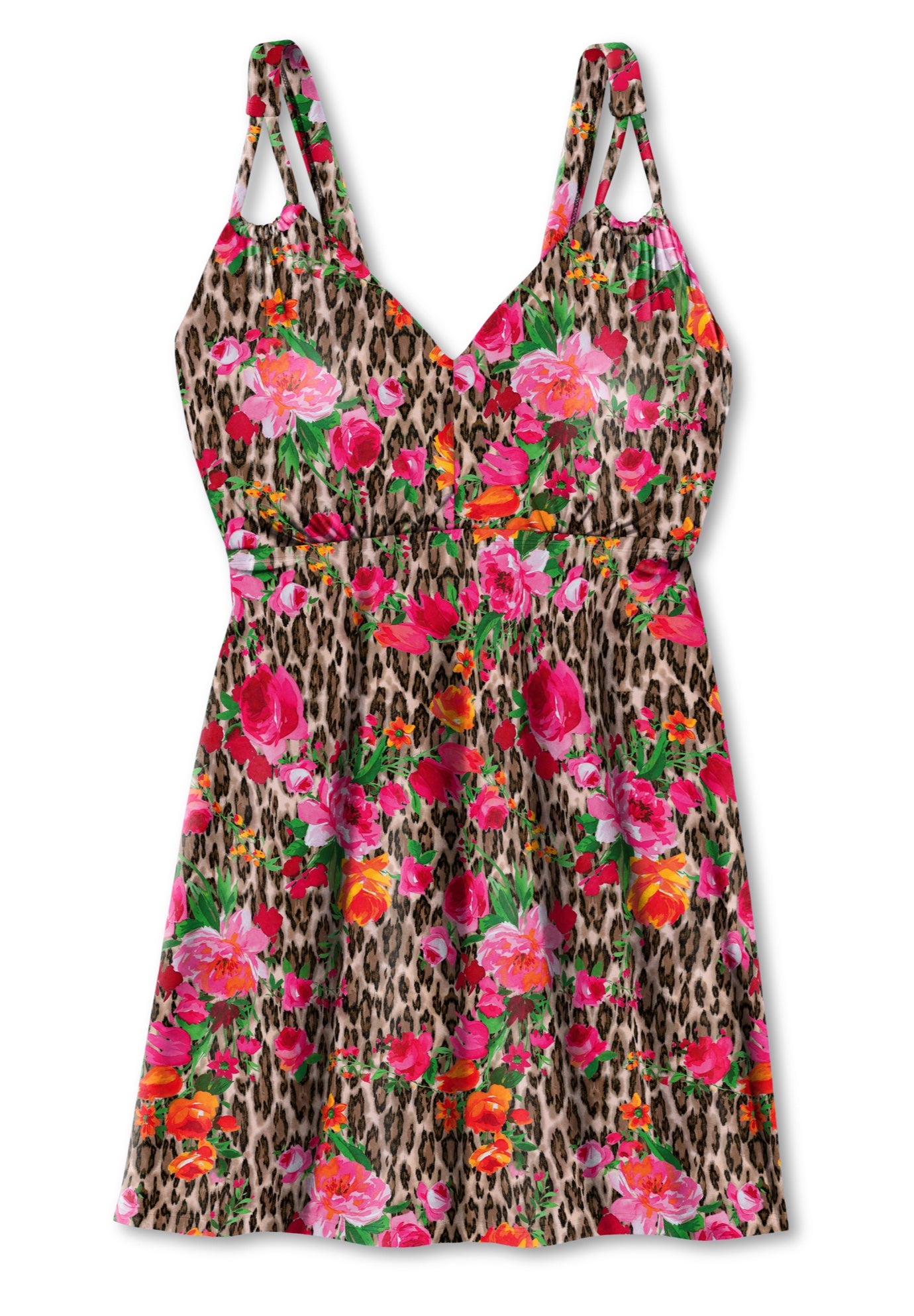 Loop-Strap V-Neck Tummy Control Two-Piece Swim Dress image number 5