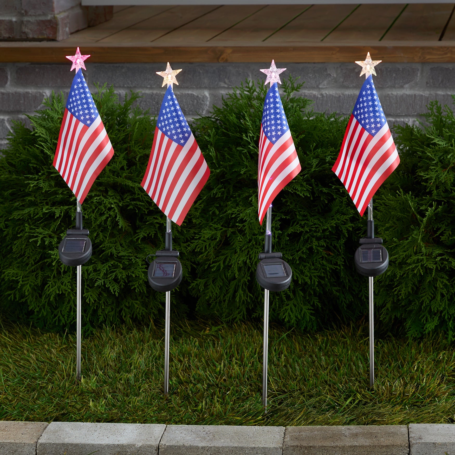 Set Of 4 Pre-Lit Solar Flags image number 0