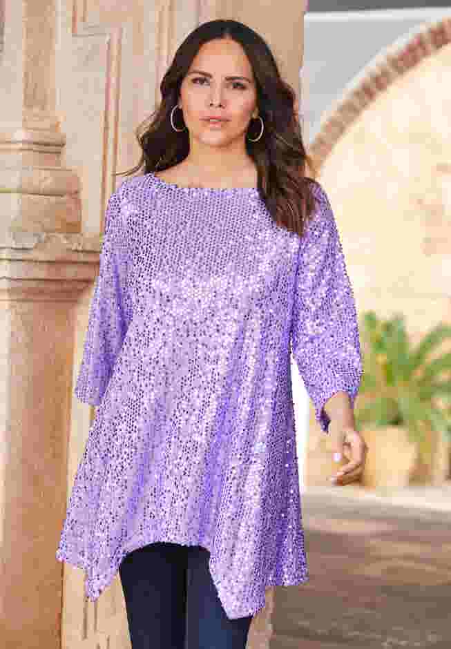 Handkerchief Hem Sequin Tunic image number 3