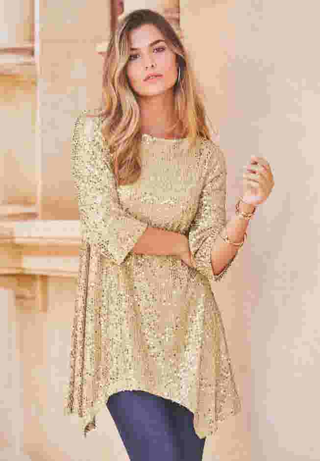 Handkerchief Hem Sequin Tunic image number 5