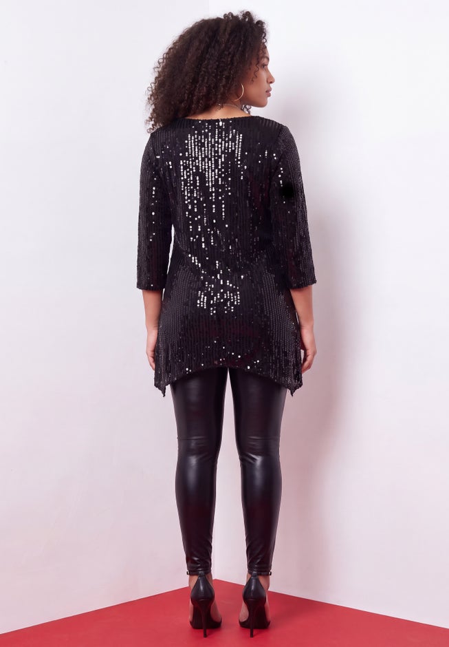 Handkerchief Hem Sequin Tunic image number 1