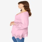 Empire Waist Boho Lace Trimmed Tee image number null