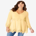 Empire Waist Boho Lace Trimmed Tee image number null