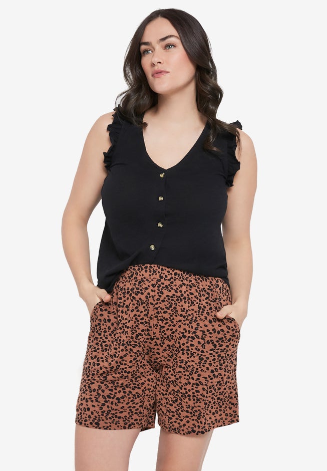 Pull-On Knit Shorts With Pockets image number null