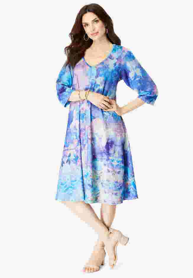 Printed V-Neck Dress image number 0
