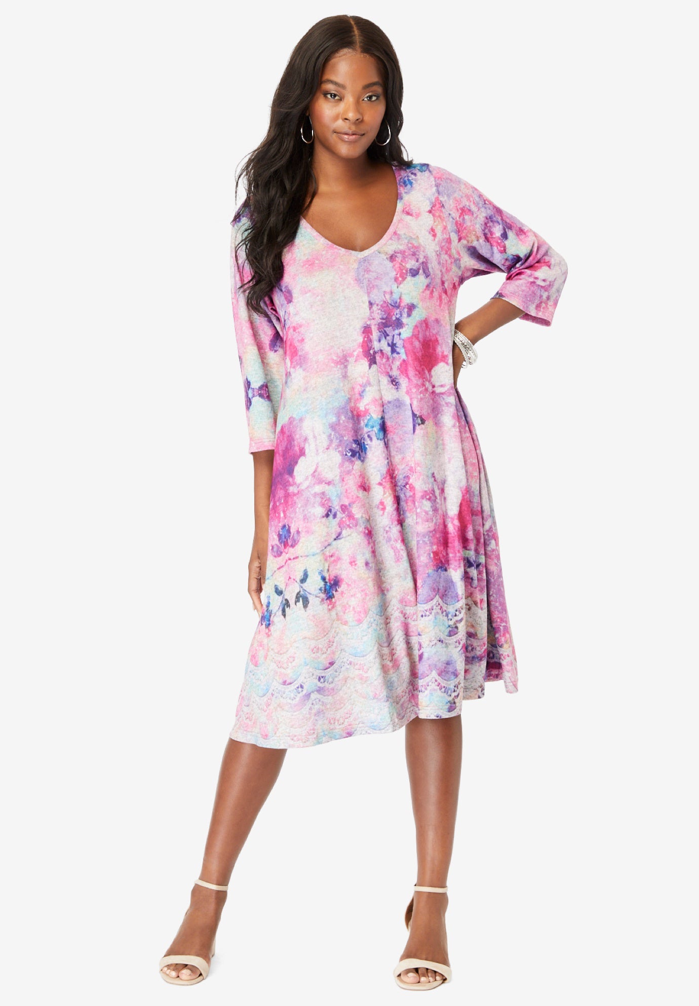 Printed V-Neck Dress image number 0