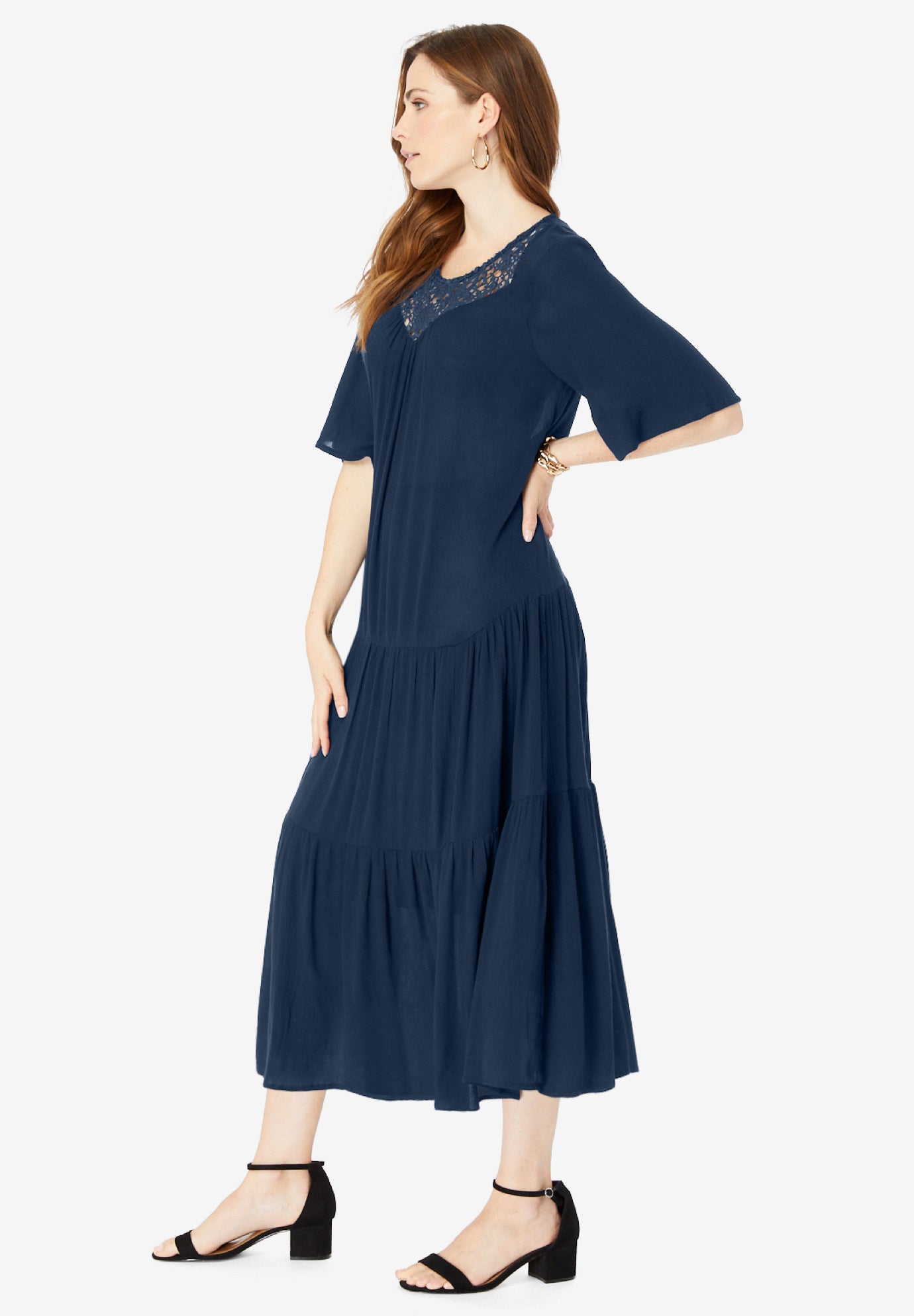 Hand-Crinkled Crochet Neck Dress image number 2