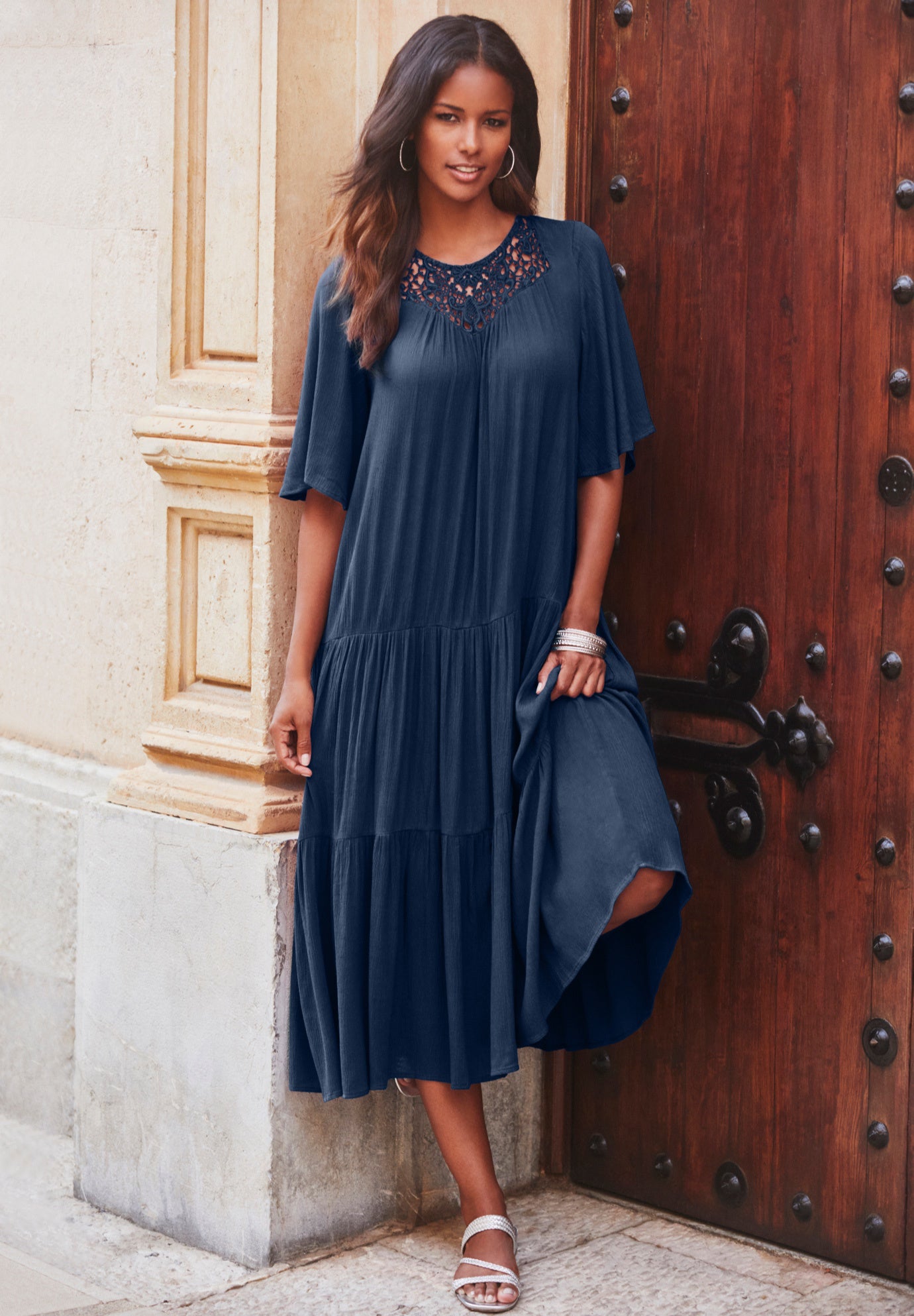 Hand-Crinkled Crochet Neck Dress image number 3