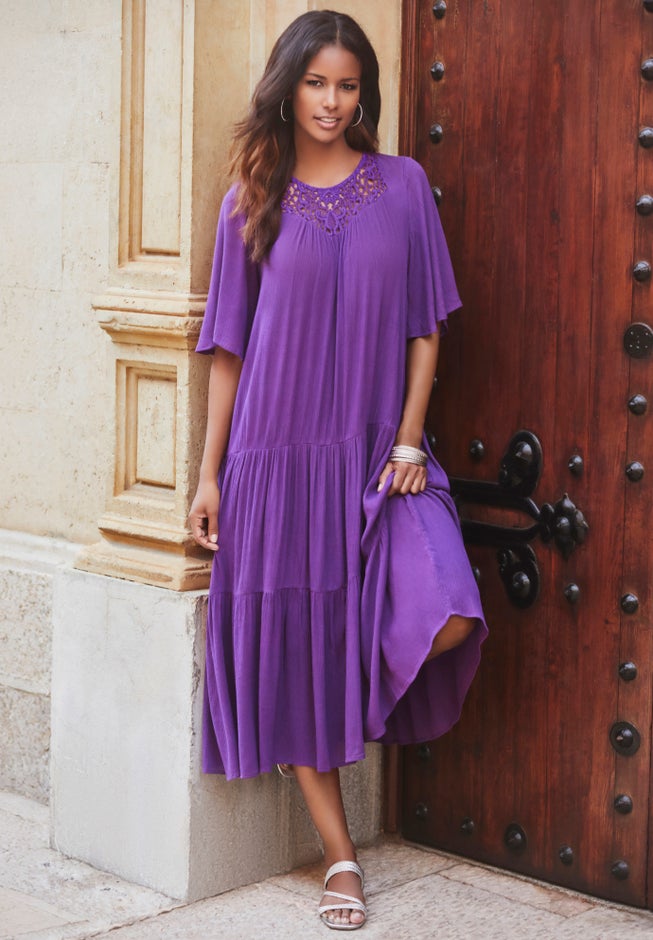 Hand-Crinkled Crochet Neck Dress image number 0
