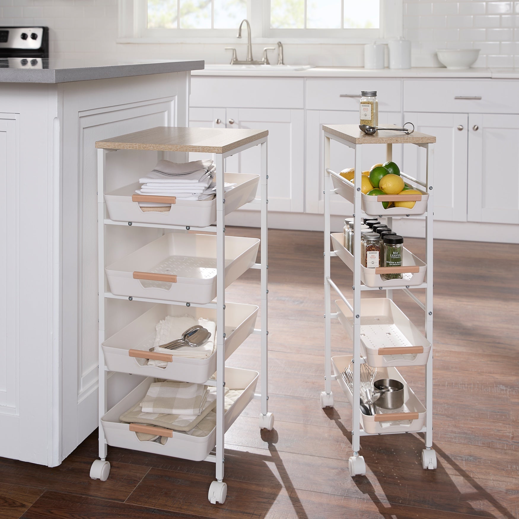 4-Tier Wide Kitchen Cart with Drawers image number 0