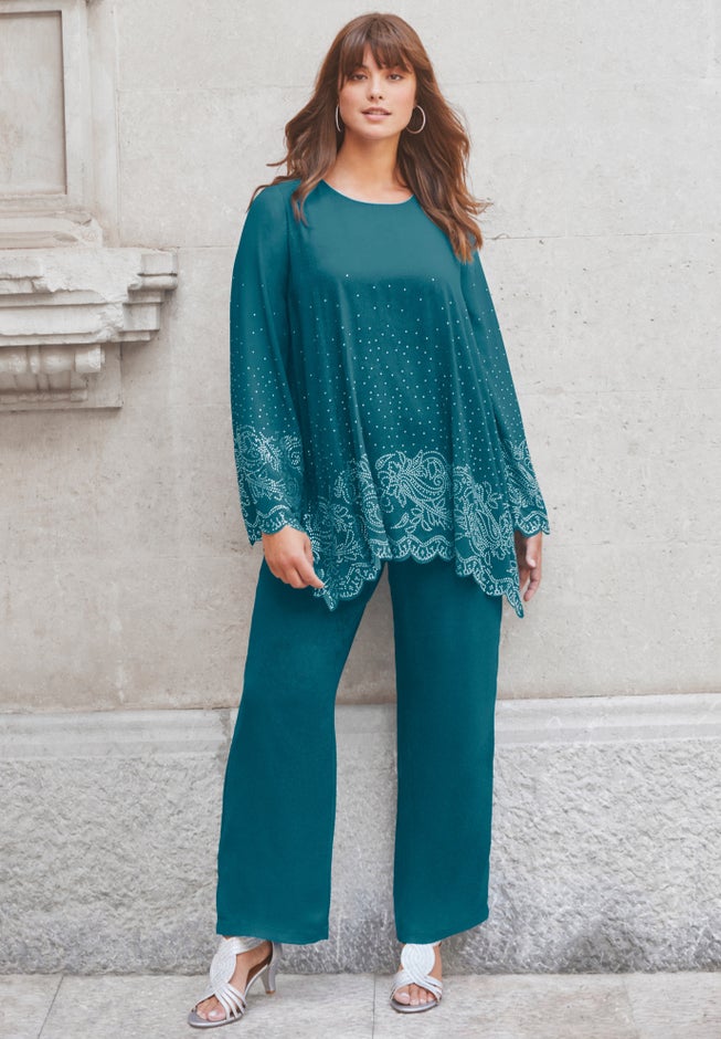 Sequin-Embellished Pantset image number null