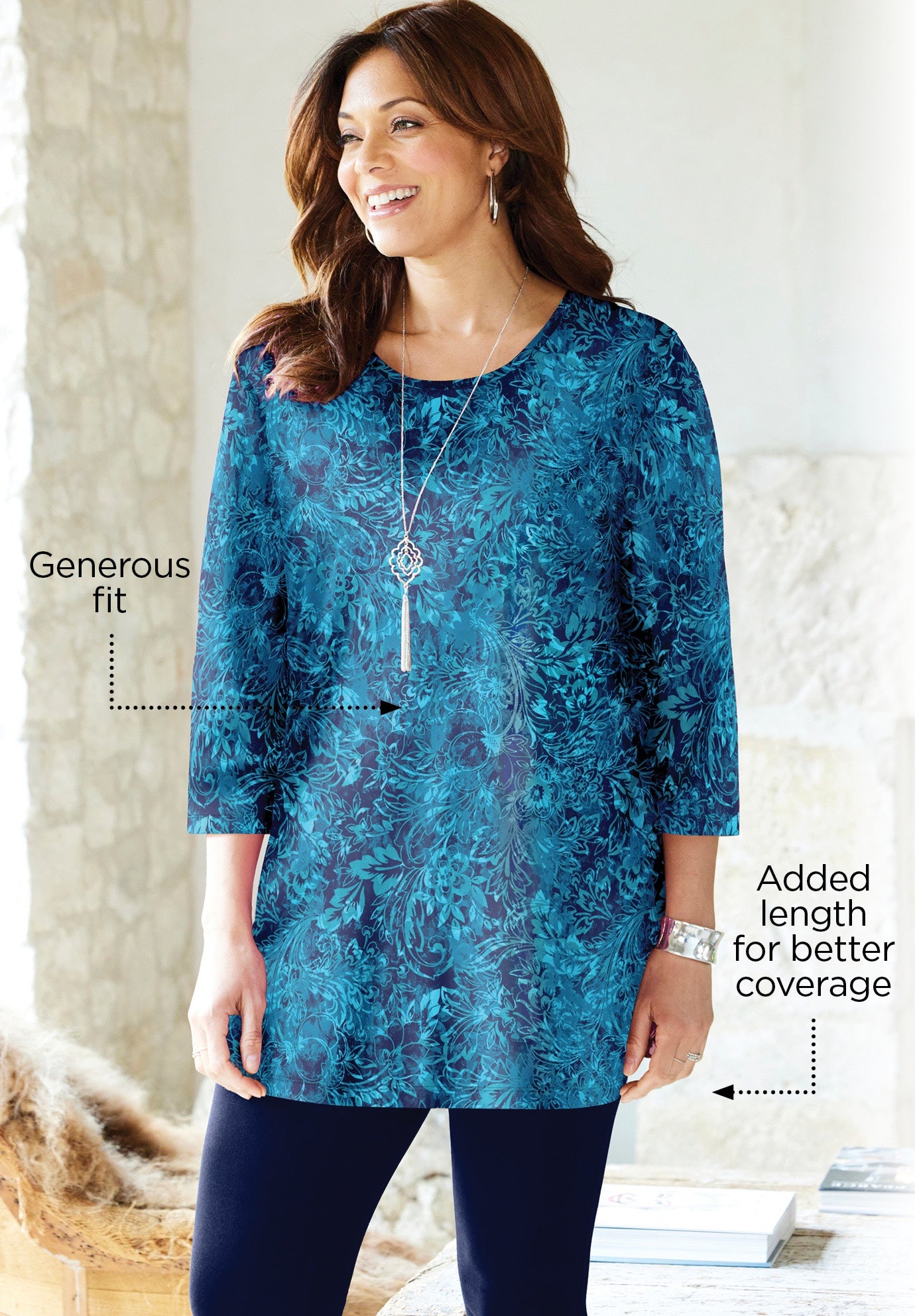 Easy Fit 3/4-Sleeve Scoopneck Tunic image number 5