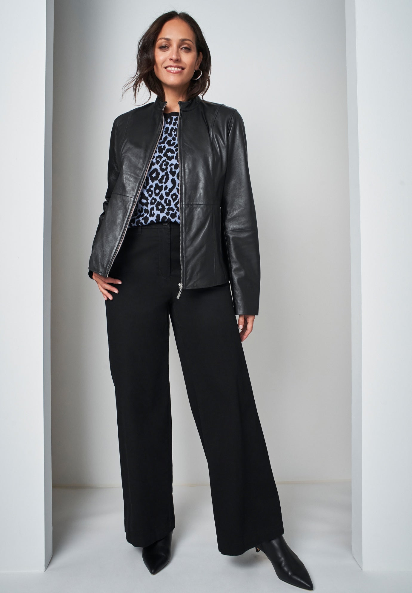 Stretch Cotton Chino Wide-Leg Trouser image number 0