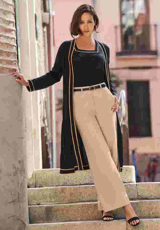 Stretch Cotton Chino Wide-Leg Trouser image number 3