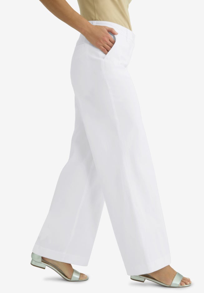 Stretch Cotton Chino Wide-Leg Trouser image number 1