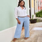 Stretch Cotton Chino Wide-Leg Trouser image number null