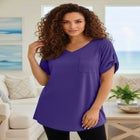 Plus Size Slub V-Neck Boyfriend Tunic Top image number null