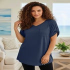 Plus Size Slub V-Neck Boyfriend Tunic Top image number null