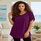 Plus Size Slub V-Neck Boyfriend Tunic Top image number null