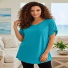 Plus Size Slub V-Neck Boyfriend Tunic Top image number null
