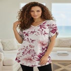 Plus Size Slub V-Neck Boyfriend Tunic Top image number null