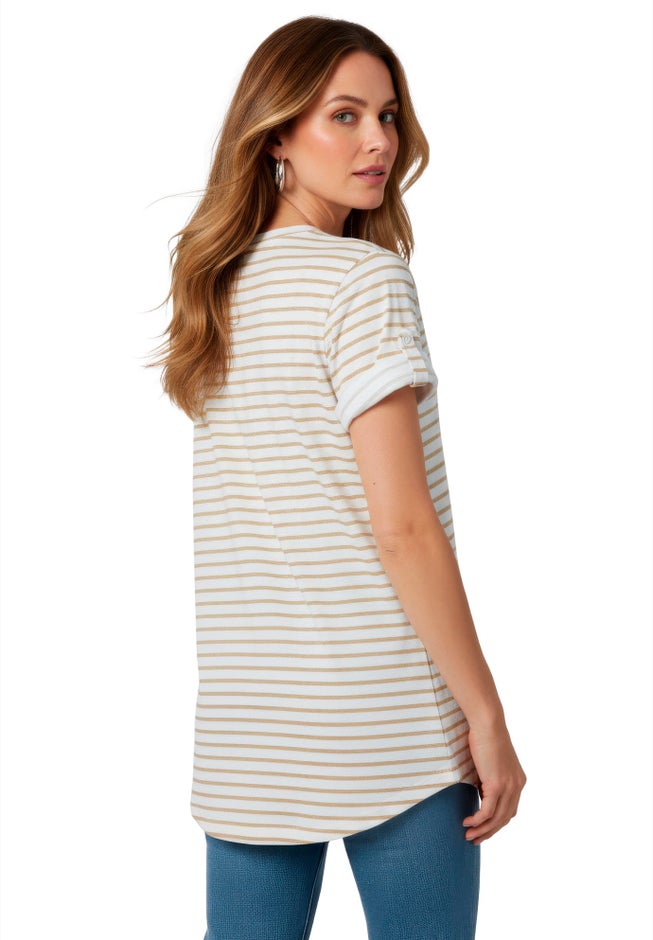 Plus Size Slub V-Neck Boyfriend Tunic Top image number 1