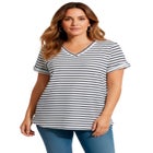 Plus Size Slub V-Neck Boyfriend Tunic Top image number null