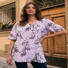 Plus Size Slub V-Neck Boyfriend Tunic Top image number null