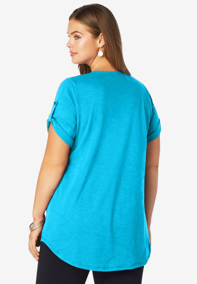 Plus Size Slub V-Neck Boyfriend Tunic Top image number 1