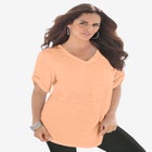 Plus Size Slub V-Neck Boyfriend Tunic Top image number null