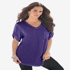 Plus Size Slub V-Neck Boyfriend Tunic Top image number null