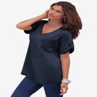Plus Size Slub V-Neck Boyfriend Tunic Top image number null