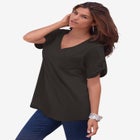 Plus Size Slub V-Neck Boyfriend Tunic Top image number null
