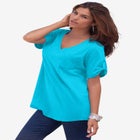Plus Size Slub V-Neck Boyfriend Tunic Top image number null