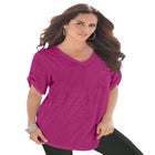 Plus Size Slub V-Neck Boyfriend Tunic Top image number null