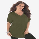 Plus Size Slub V-Neck Boyfriend Tunic Top image number null
