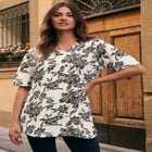 Plus Size Slub V-Neck Boyfriend Tunic Top image number null