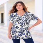 Plus Size Slub V-Neck Boyfriend Tunic Top image number null