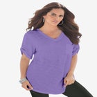 Plus Size Slub V-Neck Boyfriend Tunic Top image number null