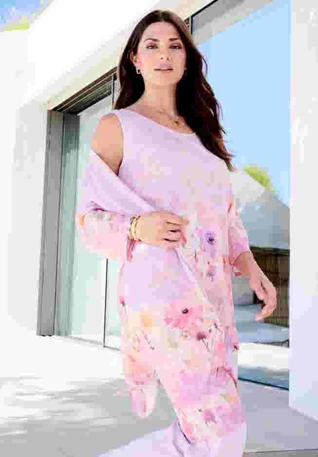 Printed Duster Cardigan & Tank Set image number 2