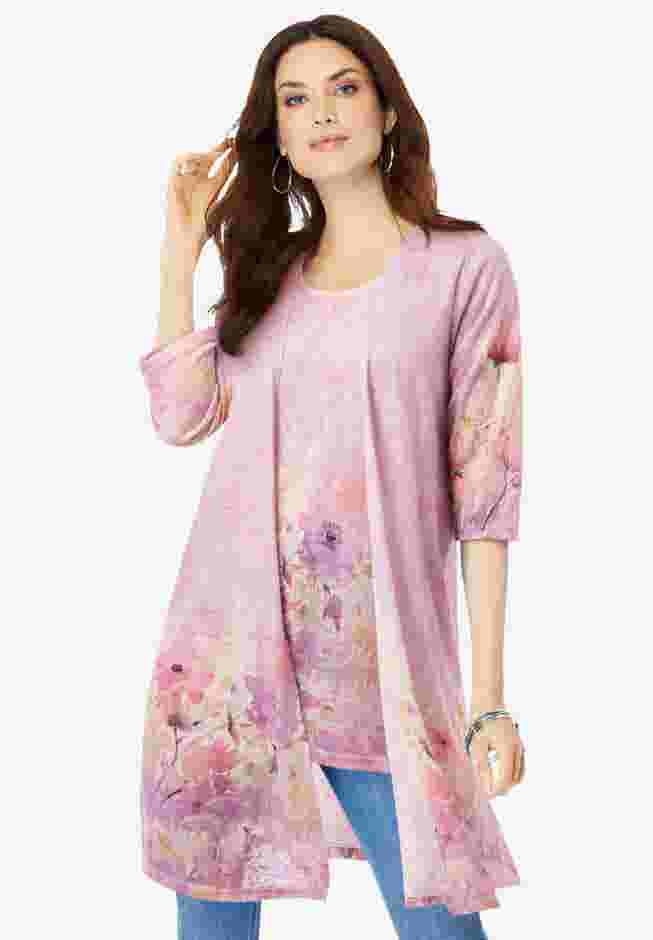 Printed Duster Cardigan & Tank Set image number 0